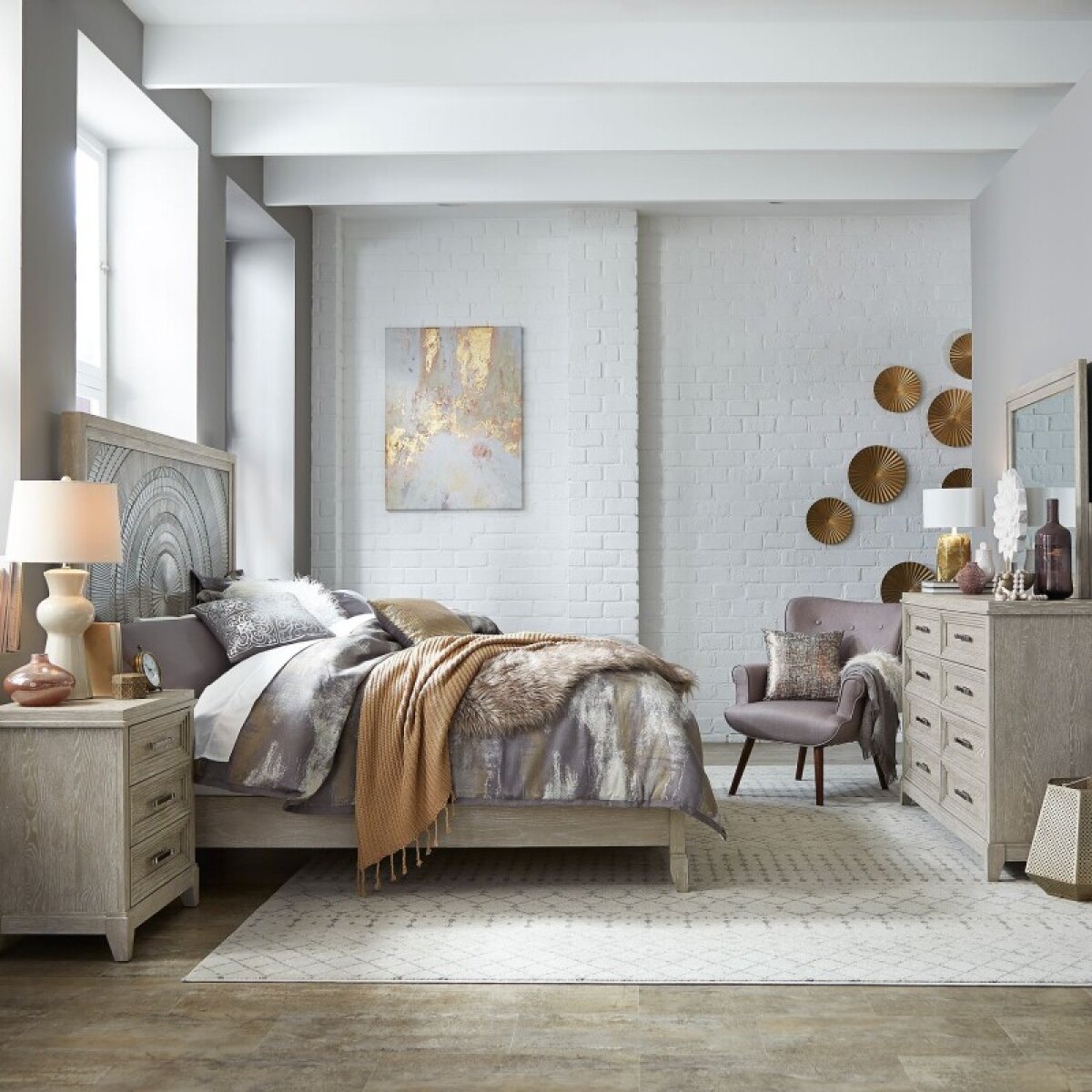 159889d7c5dfc185e17ec29ca8782643 King California Panel Bed, Dresser & Mirror, Night Stand - Image 1