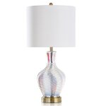 Nebula Pearl Dichroic Swirl Glass Body Table Lamp With Metal Base 10