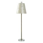 Capiz Slim Buffet Lamp Steel And Crystal In Aged Brass Finish On Skinny Beeded Body
