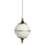 Benedict Pendant | Milk Glass Globe With Brass And Black Finished Metal