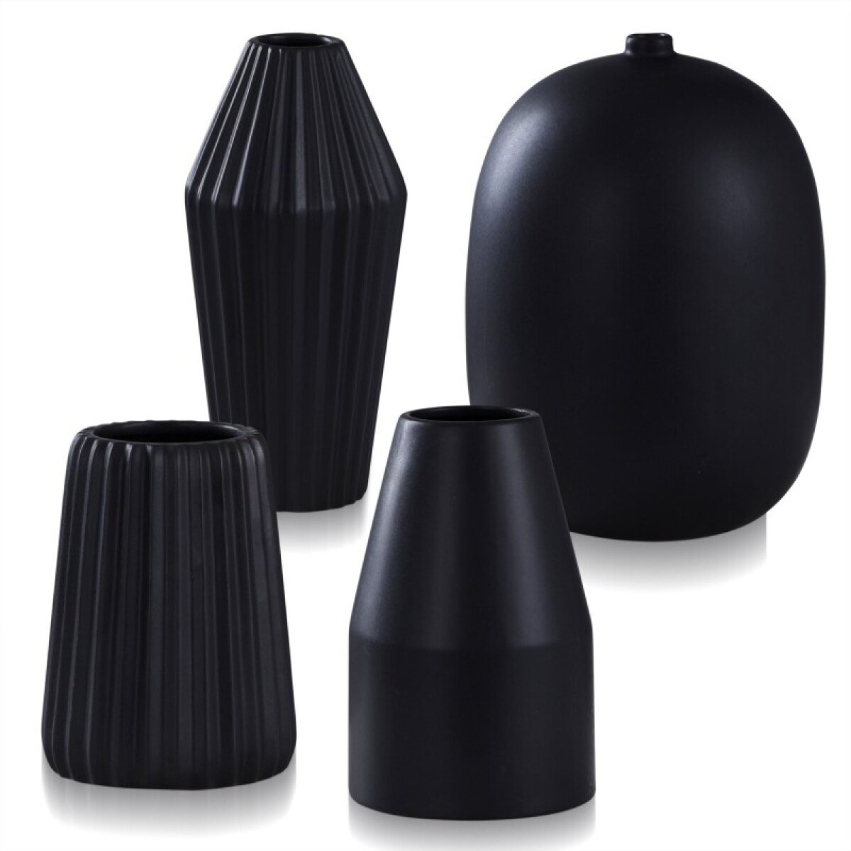 16b1ffbbdcc9d1453bcefe488377e397 Dann Foley Lifestyle Set Of Small Vases Satin Black Ceramic - Image 1