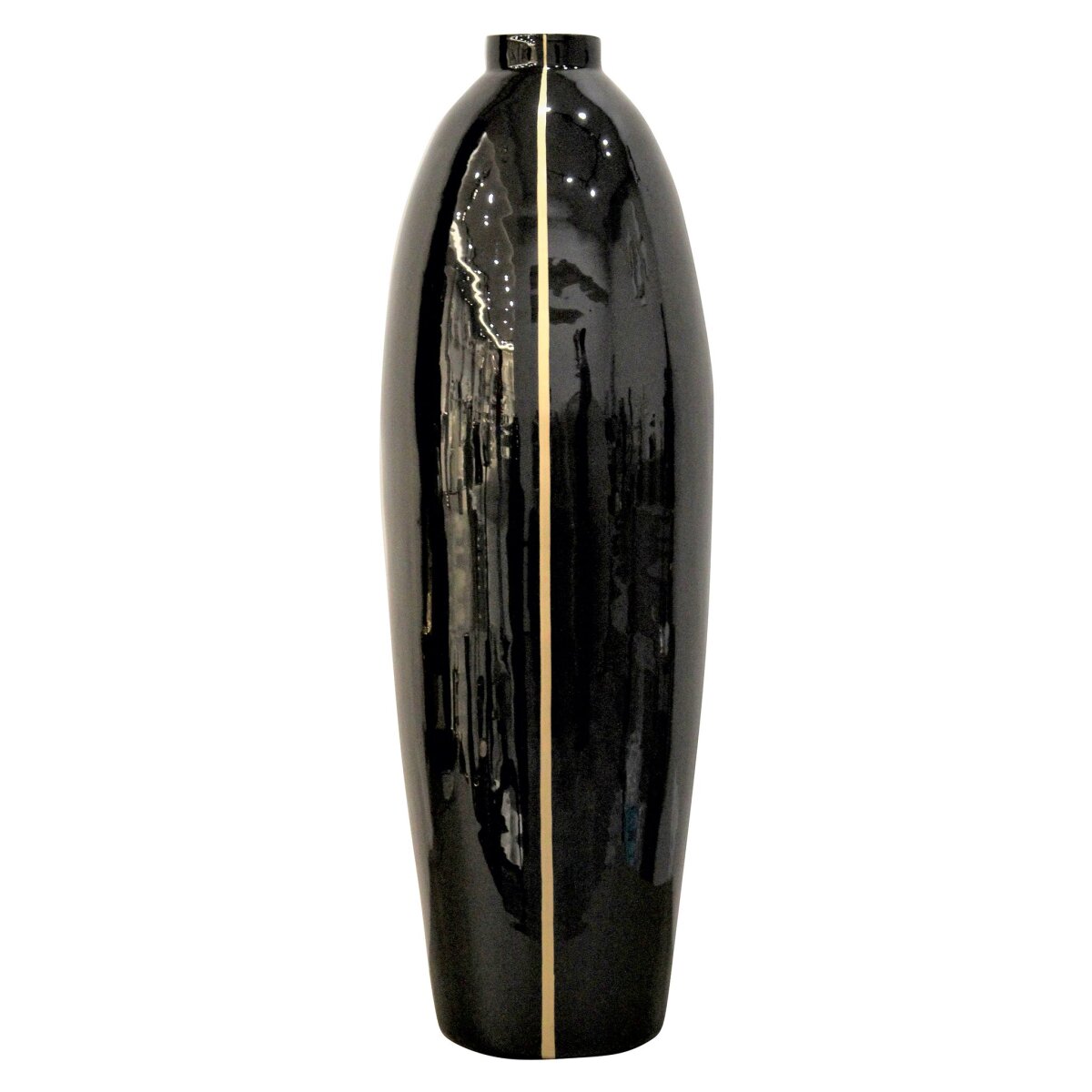 16d4cd13119d7b2e58185ec54f55ace3 Onyx Vase- Small | Black Finish On Glass | Gold Detail - Image 1