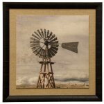 Windmill Traditional Farmhouse Landscape Wall Art Textured Framed Print
