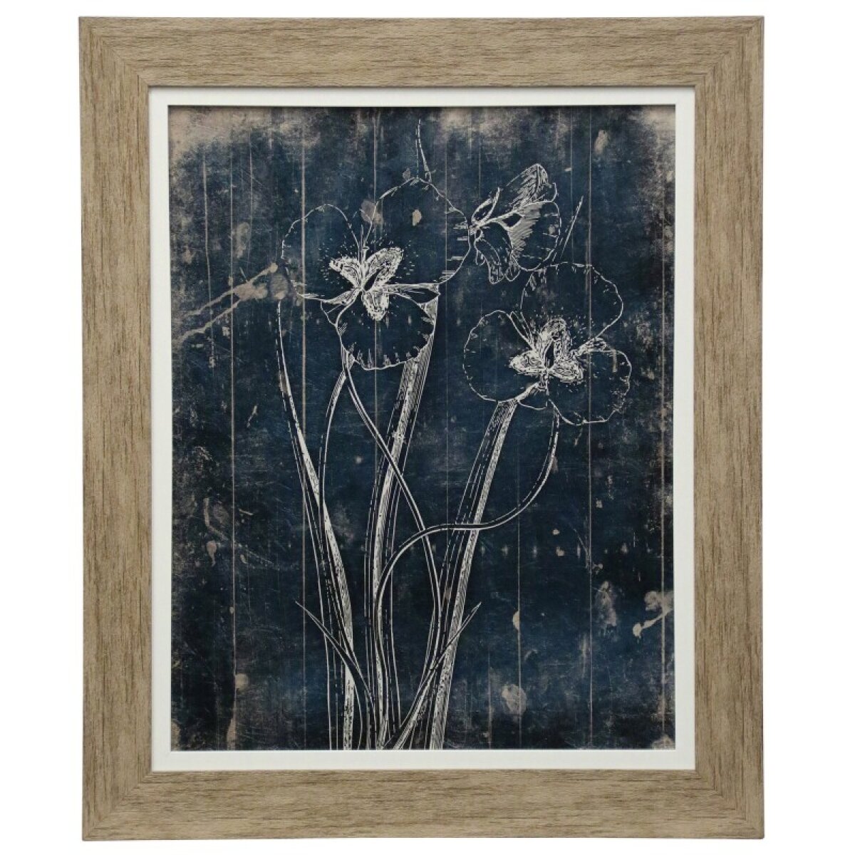 17e46cade267d477b0553f0cf6d21517 Blue Floral Textured Framed Print - Image 1