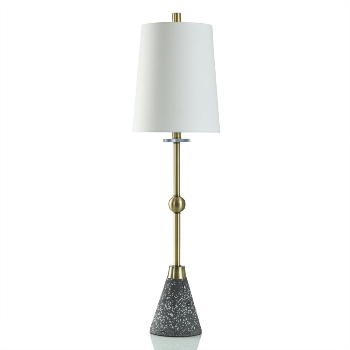1948c46fd729af6403c806af0c1dace3 Tazzo Gold Metal Cement & Crystal Transitional Table Lamp - Image 1