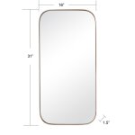 Minimalist Mirror Curved Edge Rectanglular Mirror With Gold Iron Frame - Image 6