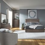 Cascade Falls Queen Panel Bed, Dresser & Mirror, Chest