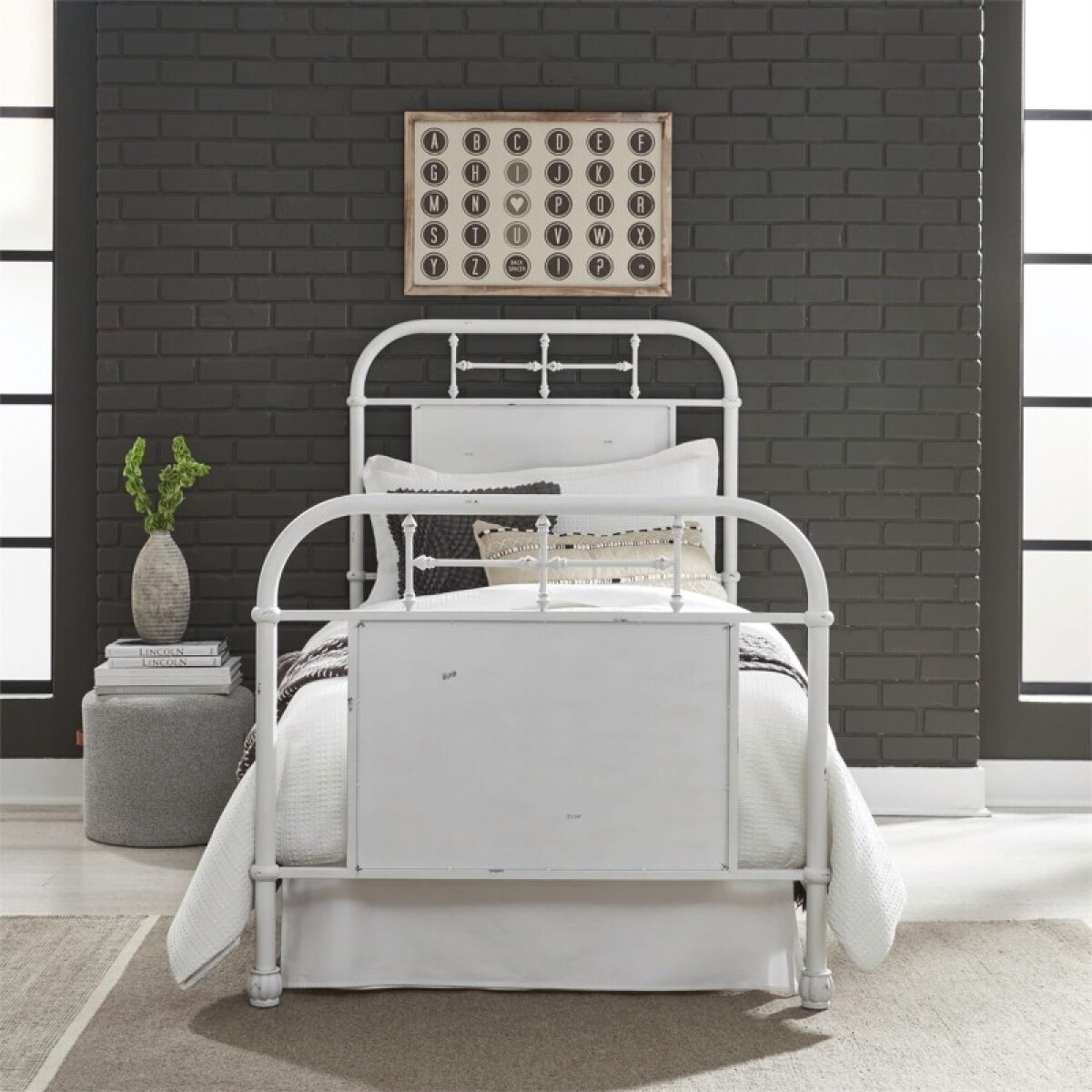 1a6340e54194980e77a39c1870e91f81 Vintage Series Full Metal Bed - Antique White - Image 1