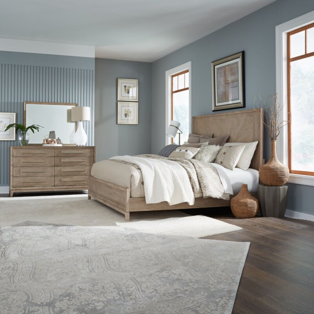 1a7cb95be253a559ef17f9d7ff6c3e07 Brentwood Queen Panel Bed, Dresser & Mirror - Image 1