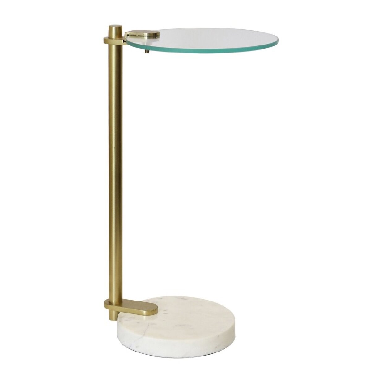 1a855471327fed2afc1fcea9a983387c Lever Side Table Marble Base With Gold Post & Glass Top - Image 1