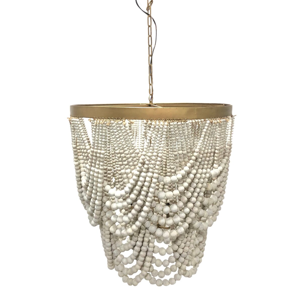 1ab4958980e09ba10ad8d0d10e6cb64e Nalu Chandelier | Cream Wood Beads With Brass Finished Metal - Image 1