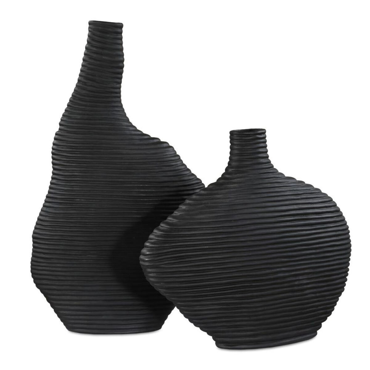 1ac4b9a24e910706f31c3670d5df384f Duostacked Vases, Black, S/2 - Image 1