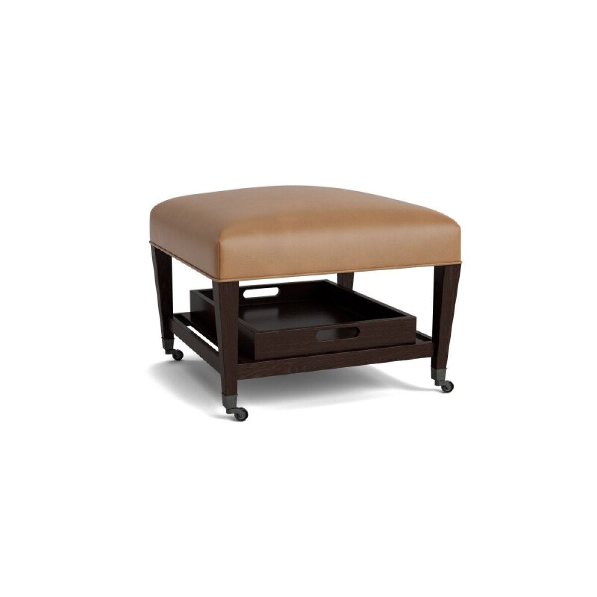 1ac9a44472e034b5f4de2d8d0caa3688 Kara Leather Ottoman with Trays and Casters - Image 1