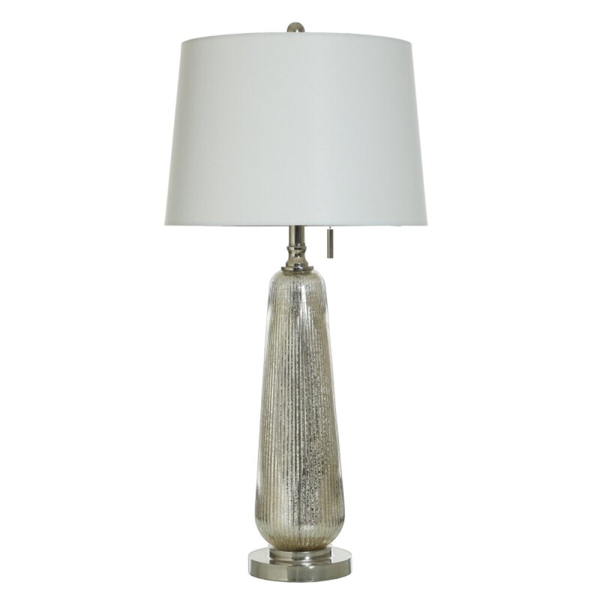 1b053ad7677a328b081896c0e57ab63b Mercury Glass Ribbed Glass Body Table Lamp With Single Pull Chain 100 Watts - Image 1