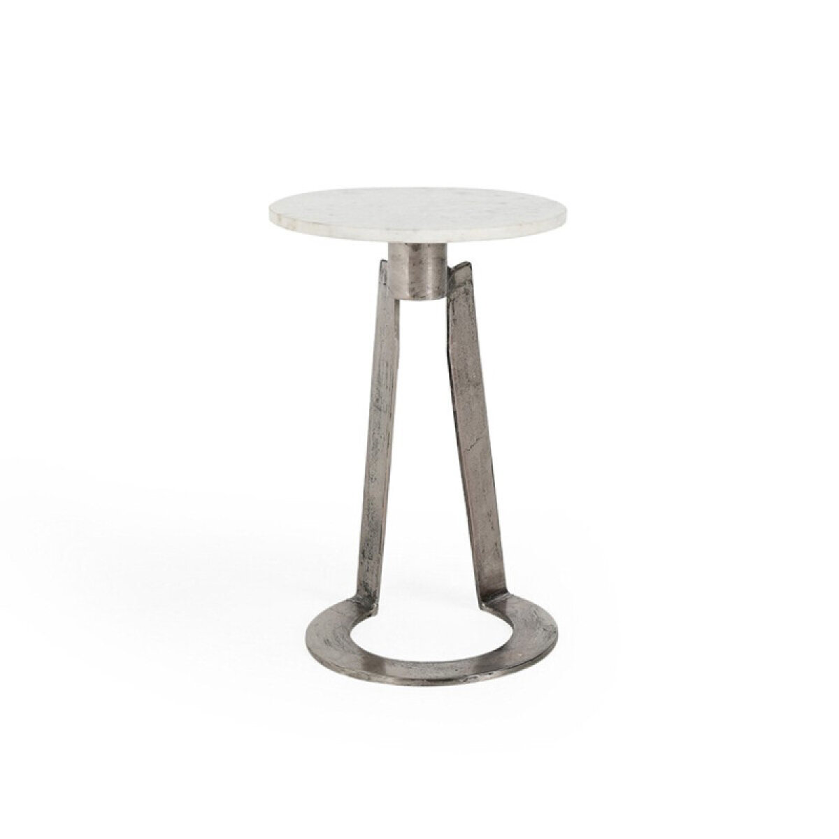 1b118ede380e7739a58dcdce47854a85 Leyton Marble Aluminum Round Accent Table - White - Image 1