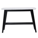 Birchwood Console Table Faux White Marbled Top Black Slatted Lower Shelf - Image 8