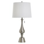 Brushed Steel Steel Table Lamp With Pull Chain 100 Watts