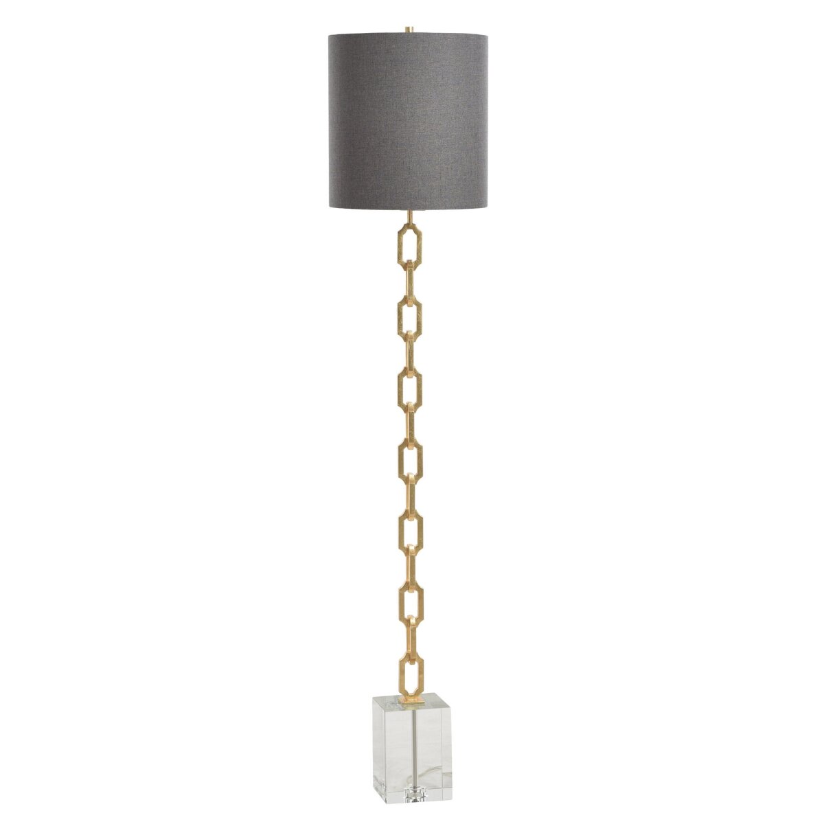 1c3074e57593ebd80f1679f6190d7a4f Bixby Floor Lamp | Brass Finished Metal Body With Crystal Base | Hardback Shade - Image 1