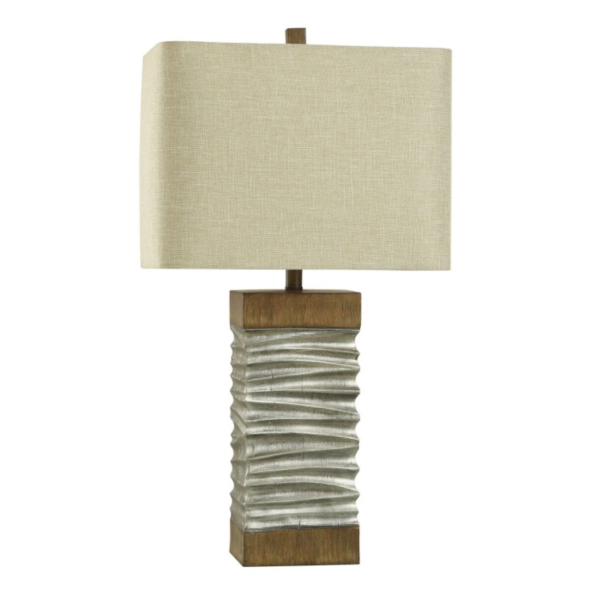 1cd8595be52f2fe110898d7f4d24afb8 Darley Table Lamp Slate Layered Silver And Natural Wood Painted Body Table Lamp 100 W - Image 1
