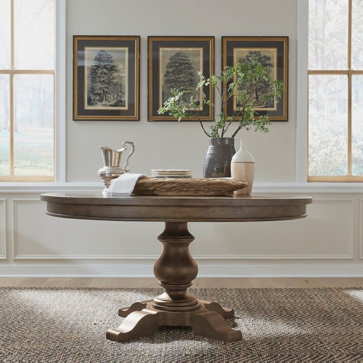 1e457737a9ad22840fef2692e87012a3 Americana Farmhouse Pedestal Table Set - Image 1