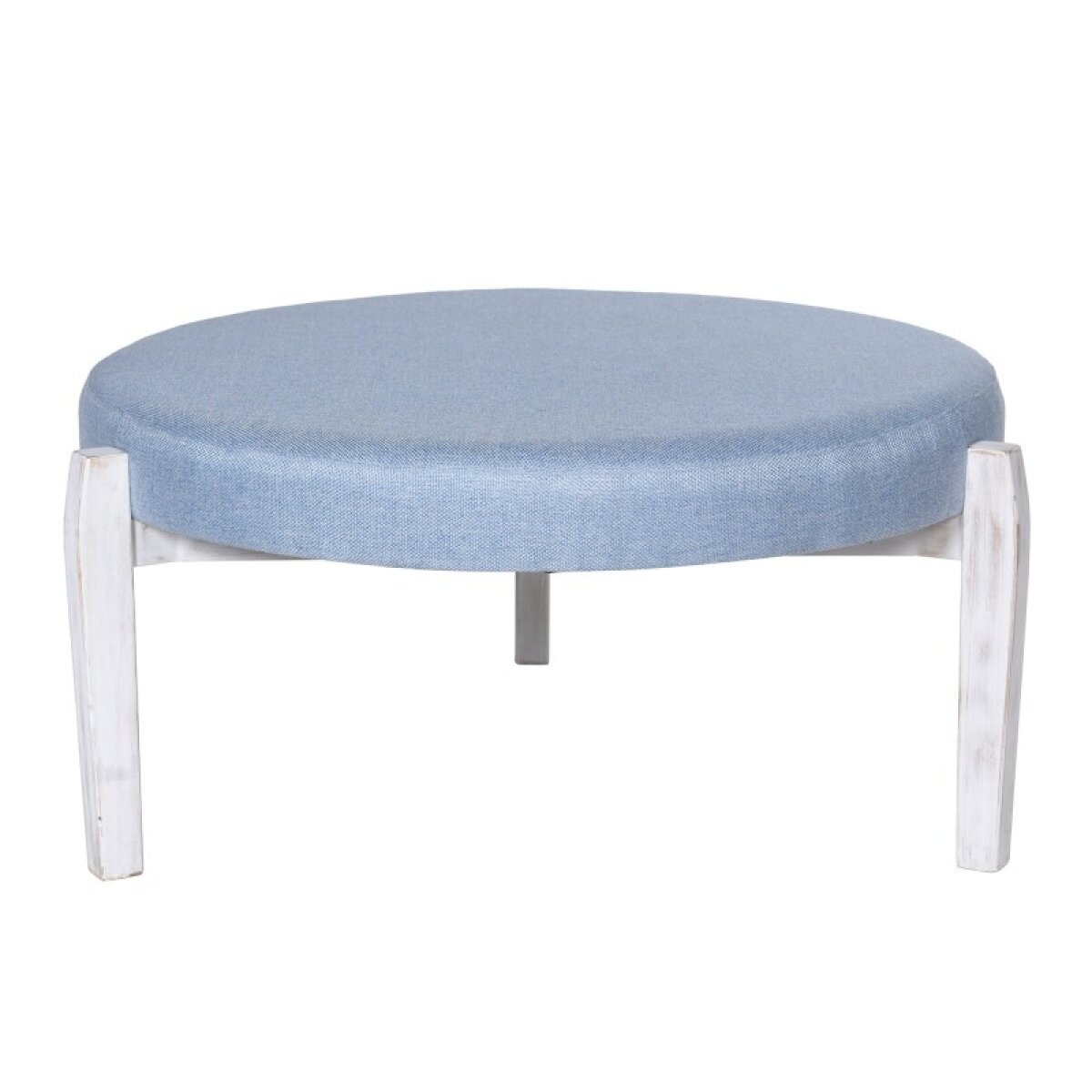 1e6d908bf2c446a12a9a60f3b86bc38c Dann Foley Lifestyle Light Blue 3 Legged Round Ottoman - Image 1