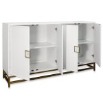Whitaker Four Door Cabinet Winter White Body With Shell Handles Brass - Image 3