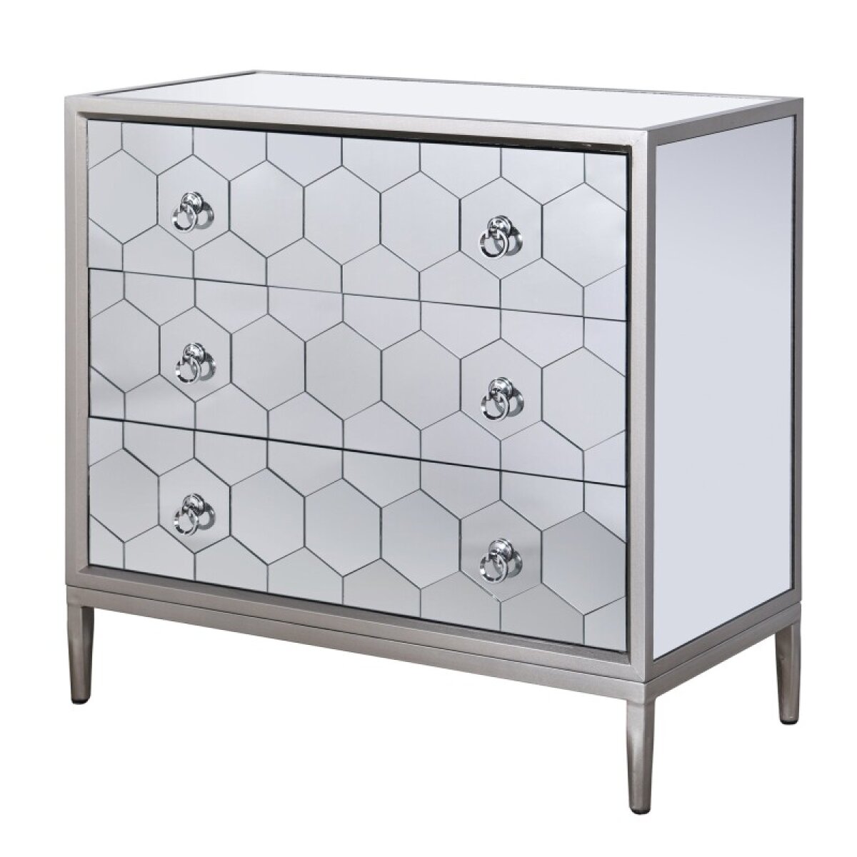 1f1f72e5c93d7b708bec732ec0209a66 Honeycomb Clear Mirror Honeycomb Three Drawer Chest - Image 1