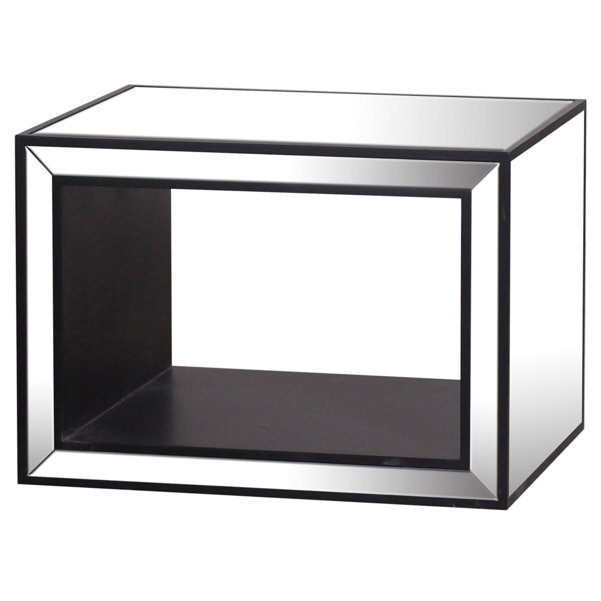 1f32bdaa07da2df650019d53cdb56669 Merida End Table | Clear Glass Beveled Mirror On Hardwood - Image 1