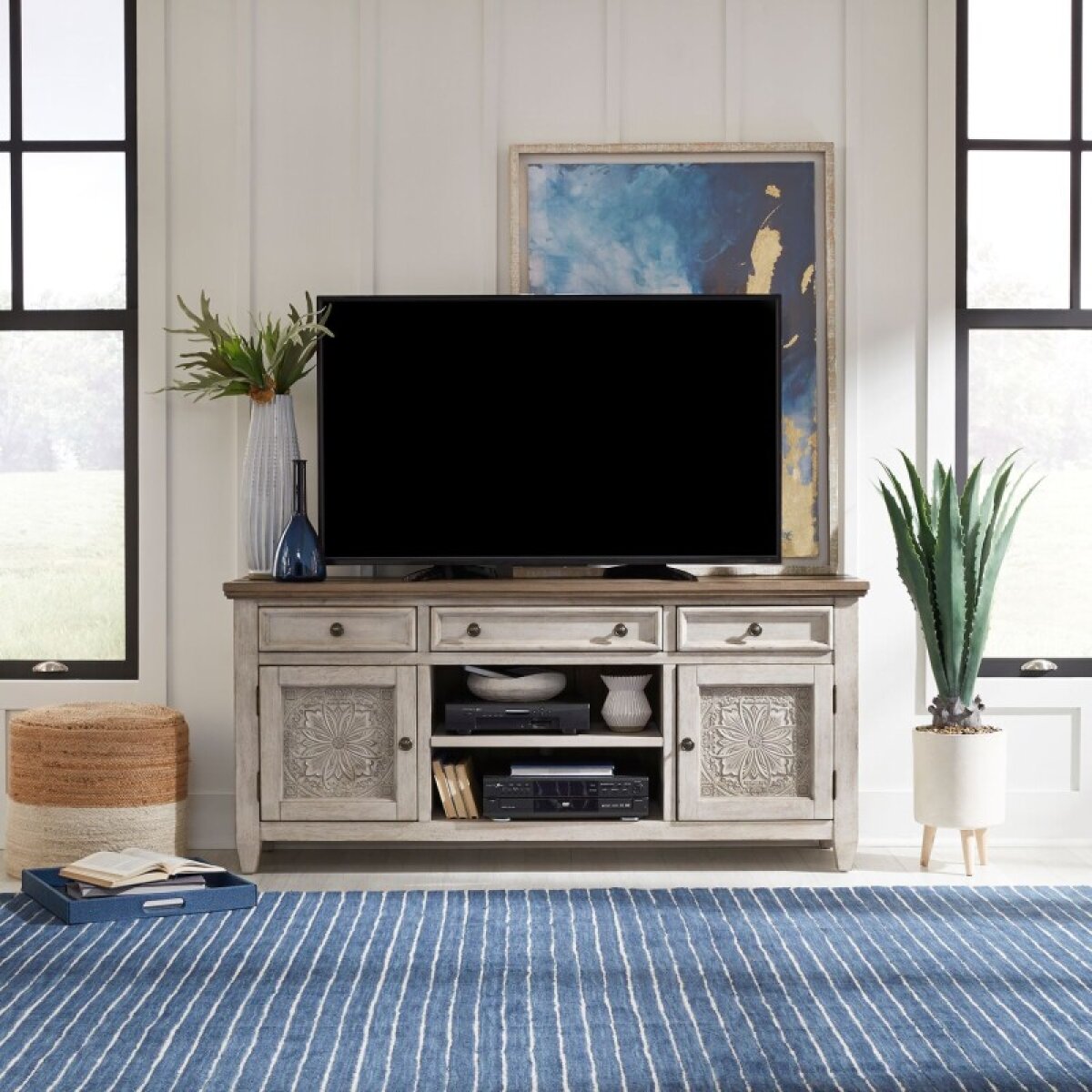1f7fc4789b141611fa4320891ad120f0 Heartland 66 Inch Tile TV Console - Image 1