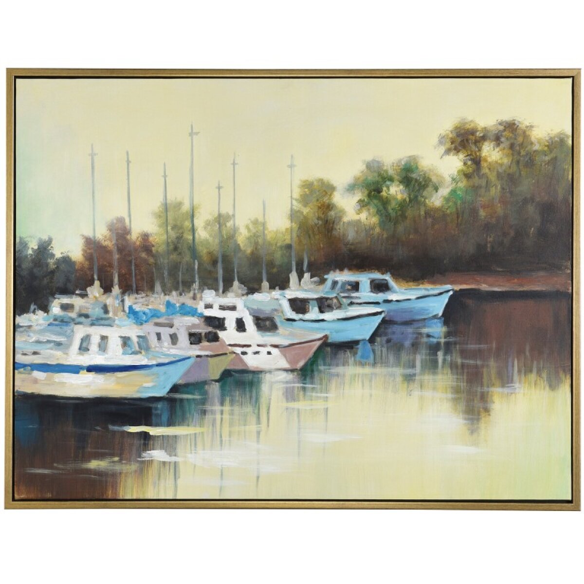 1f98f47f7019f34a5e48ed0d4619db38 Cabin Boats Hand Painted On Canvas - Image 1