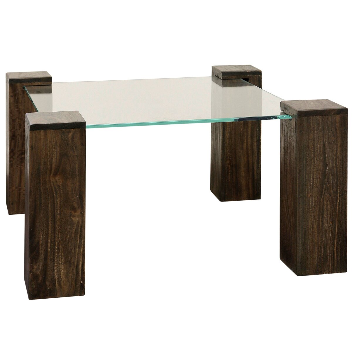 1feaba6d6269f0df5e71ec733d33eede Kobe Coffee Table- Square | Vintage Iron Finish On Wood Legs With Floating Glass - Image 1