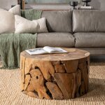 Rhea Solid Wood Round Coffee Table - Natural - Image 9