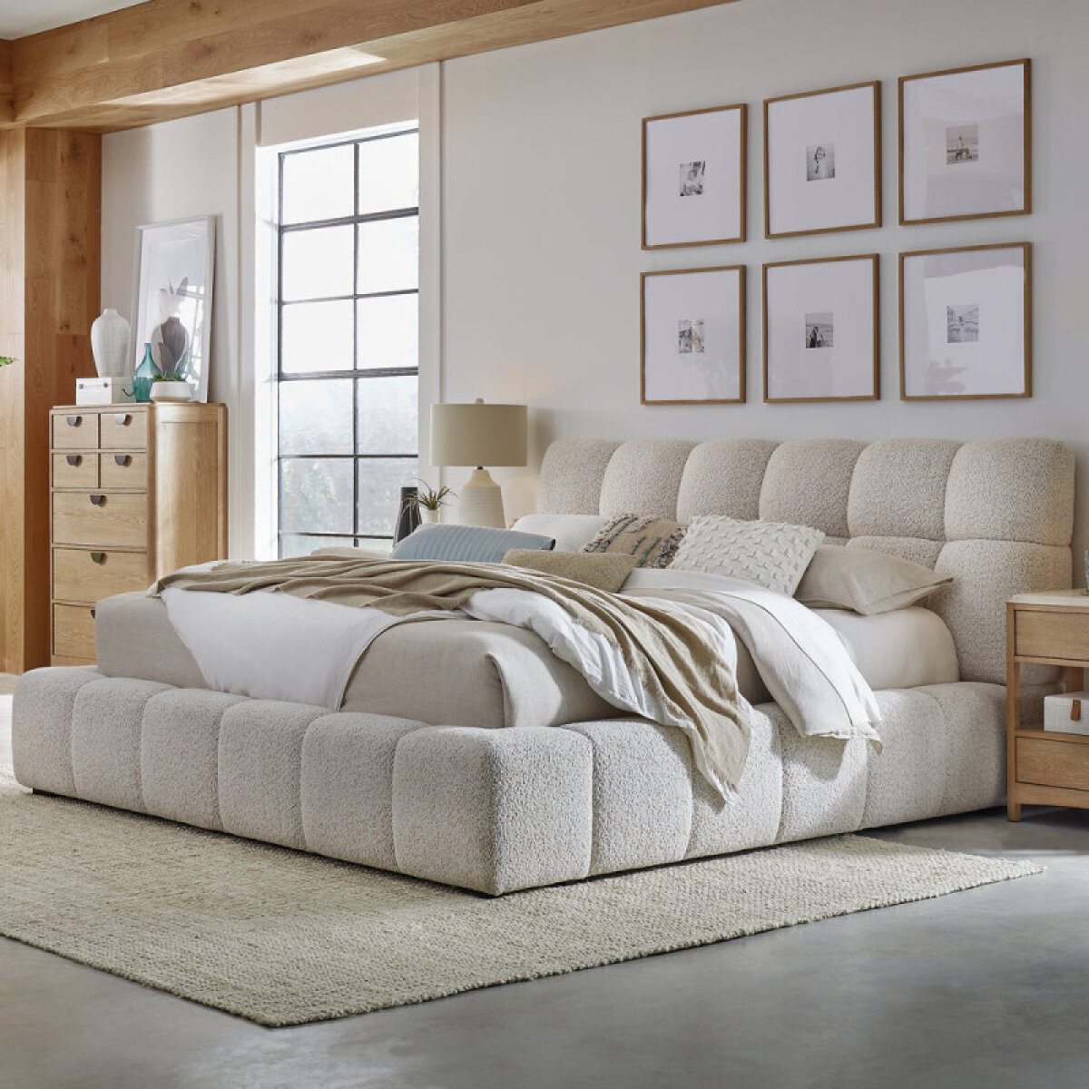 20d7e205f2369e986ca85a85b5c46ed3 Escape - Fluffy River Rock King Upholstered Bed - Image 1
