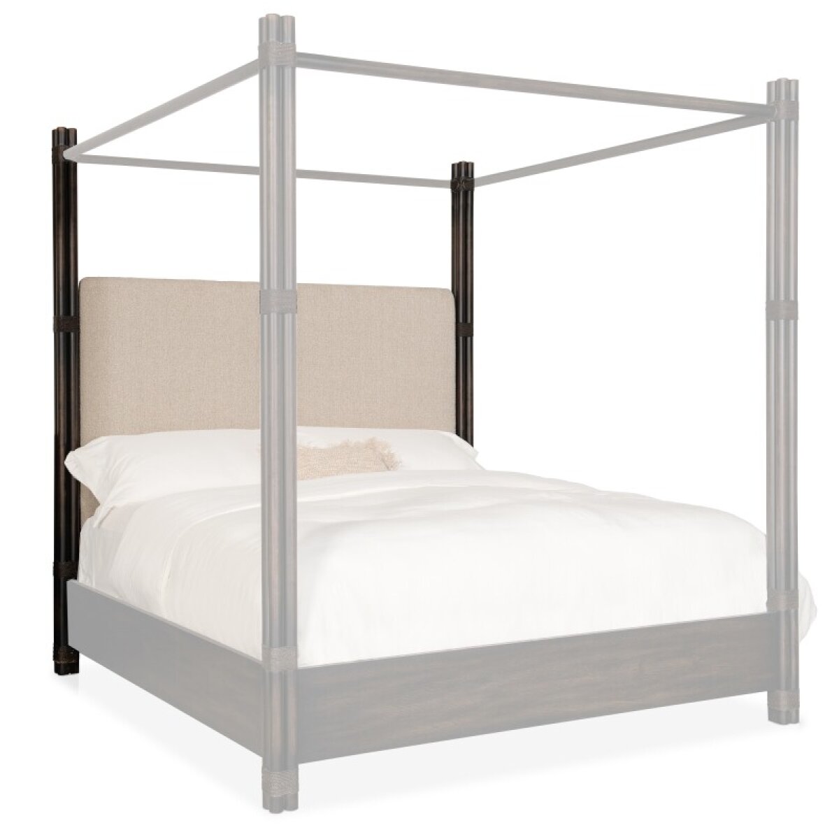 21505e743d87d1e62b49dcb37dc4a068 Bedroom Retreat 6/0-6/6 Pole Rattan Upholstered Poster Headboard - Image 1