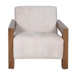 Honey Stain & Beige Timberline Club Chair Made Of Solid Rubberwood Wht Taupe Fabric Seat & Back