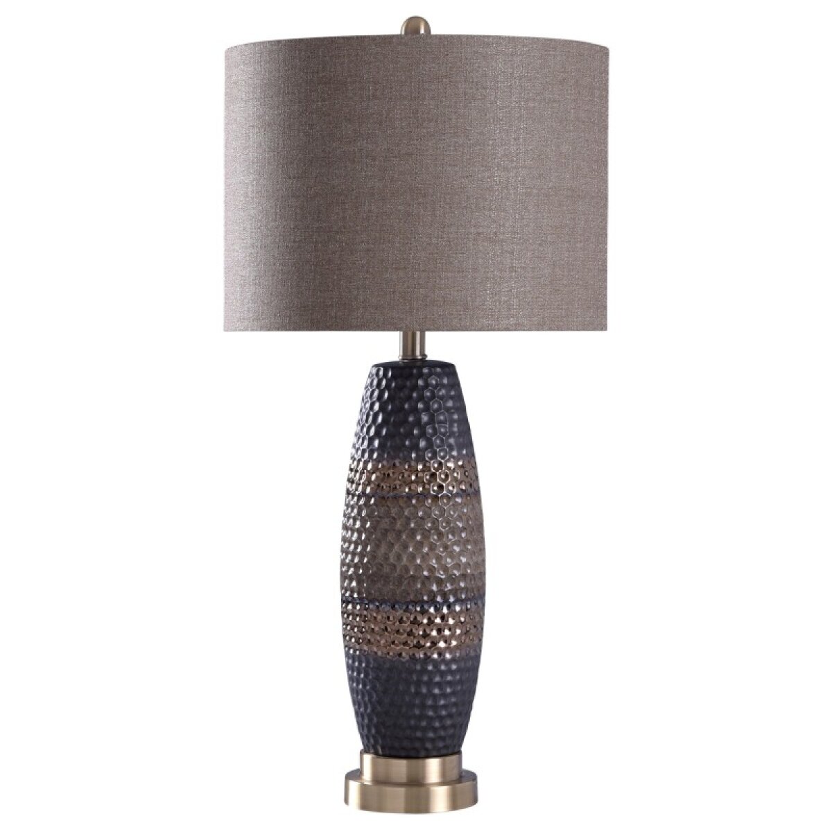 219fee90a21b638cd17956d409a57e07 Laughlin Dimpled Texture And Reactive Glaze Finished Solid Ceramic Body Transitional Table Lamp - Image 1