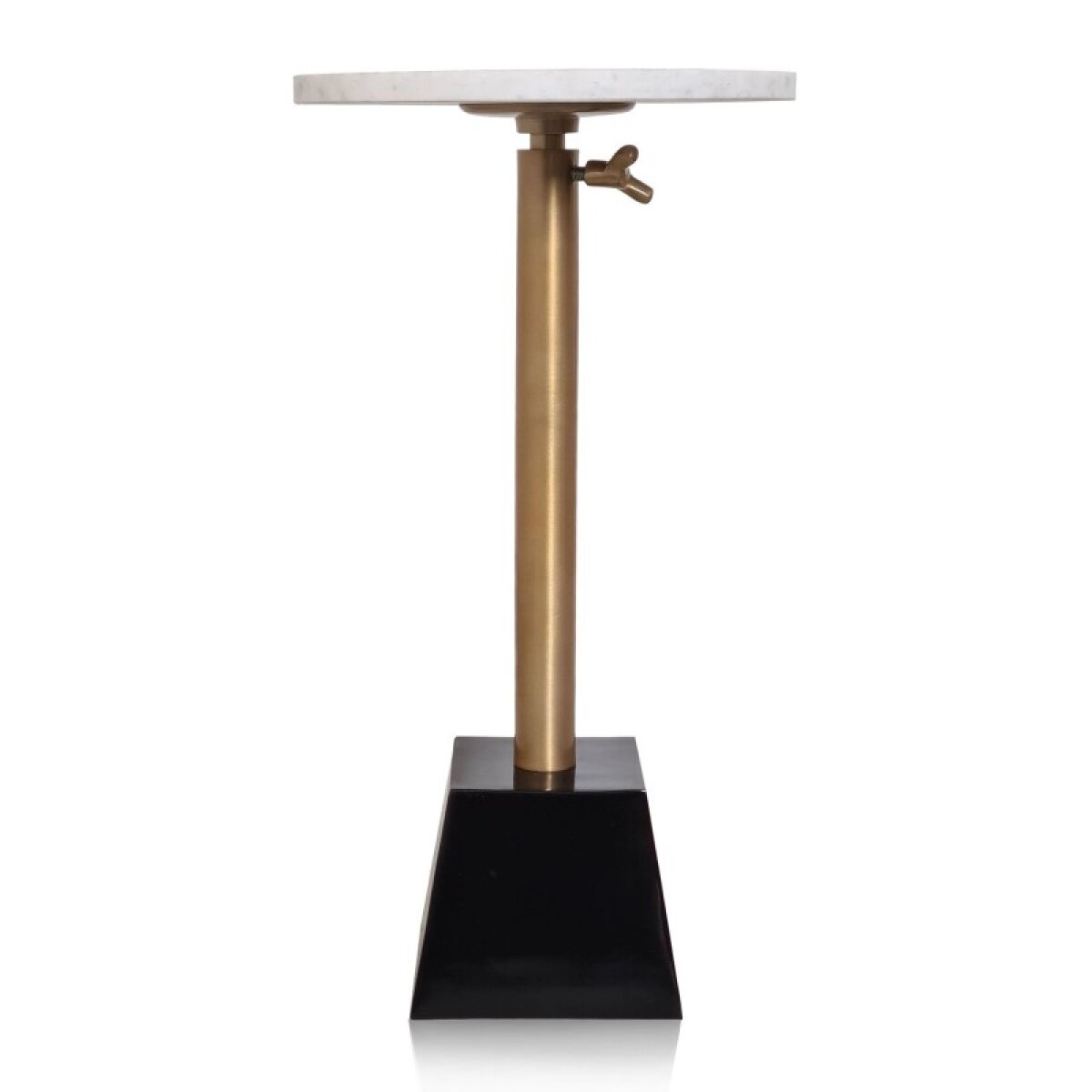 230a4dd397caf6a0b59ea105f21a40b7 Dann Foley Lifestyle Drink Table With Black Base Brushed Bronze Metal And White Marble Top - Image 1