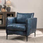 Abigail Leather Club Chair - Ocean Blue - Image 8