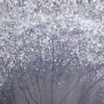 Fall Leaves In Snow Hand Painted Canvasin White And Grey Hues - Image 5