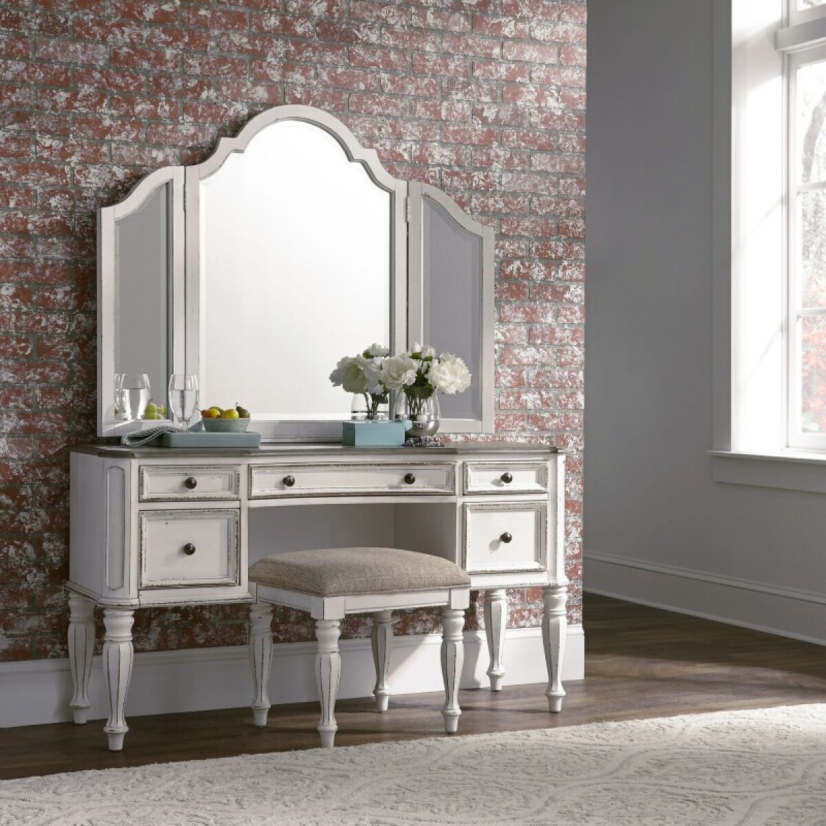 23c06f88f87337bebc9cb061c039aba8 Magnolia Manor 3 Piece Vanity Set - Image 1