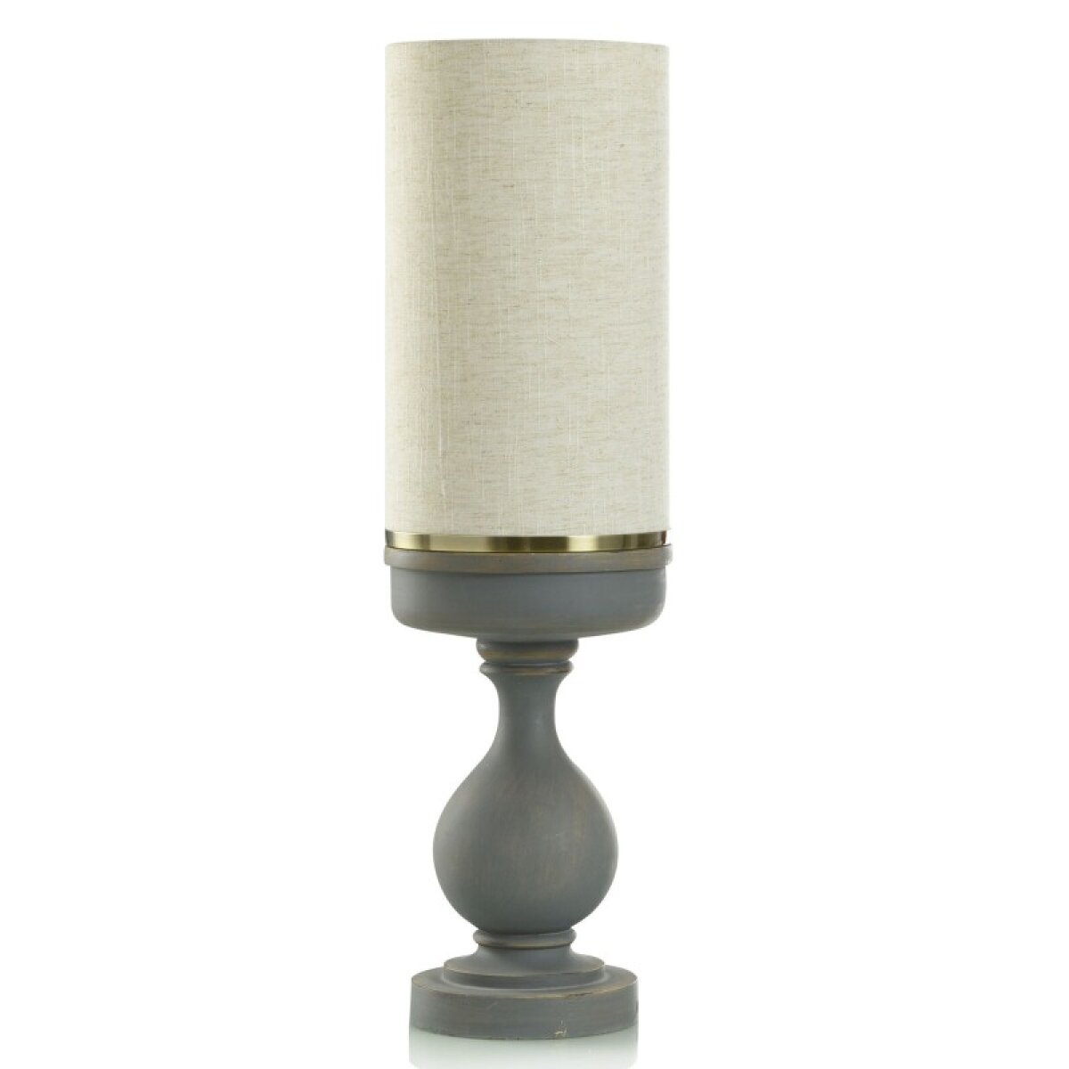 2400bb4c9d689b18f41b95fcf2cb00c1 Maverick Grey Uplight Matte Grey Brushed Base With Brushed Brass Cap And Cylinder Shade - Image 1