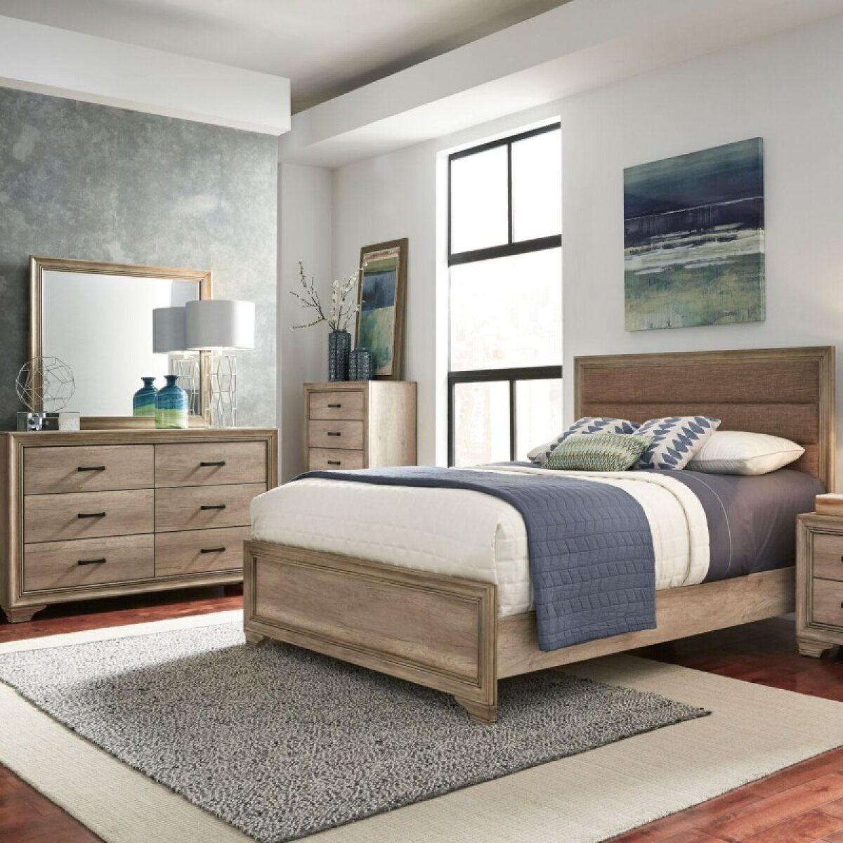 2412f782fe308d030d40a8d66de00ff5 Sun Valley Twin Uph Bed, Dresser & Mirror - Image 1