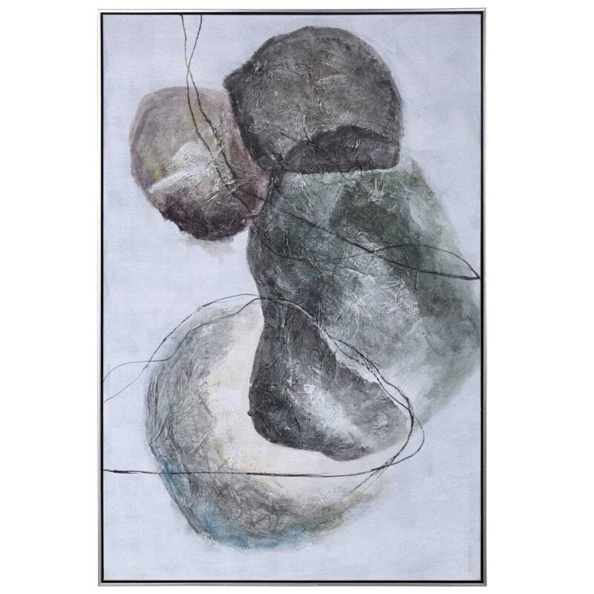 24aa43db1e2403193b730655aade1a10 Pebble Orbit I Hand Painted Textured Framed Canvas - Image 1