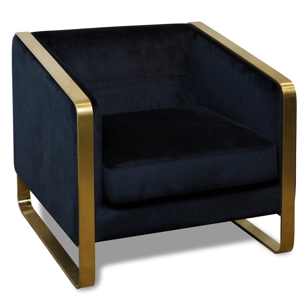24edab820421288111b4648afdbfae24 Seeley Side Chair | Black Velvet Fabric On Hardwood Frame With Brushed Metal Gold Legs - Image 1