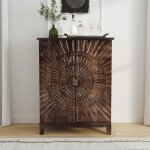Vivienne Solid Wood Bar Cabinet - Bark Brown - Image 7