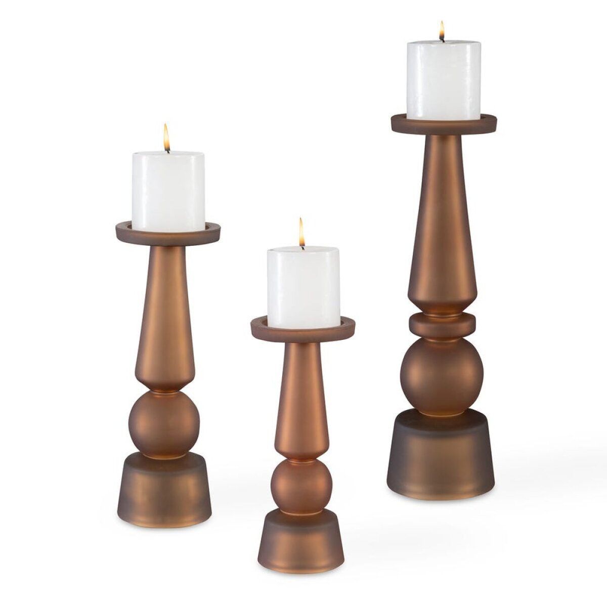 25968acbbc3f35c858b01939fe93a321 Cassiopeia Candleholders, Butter Rum, S/3 - Image 1