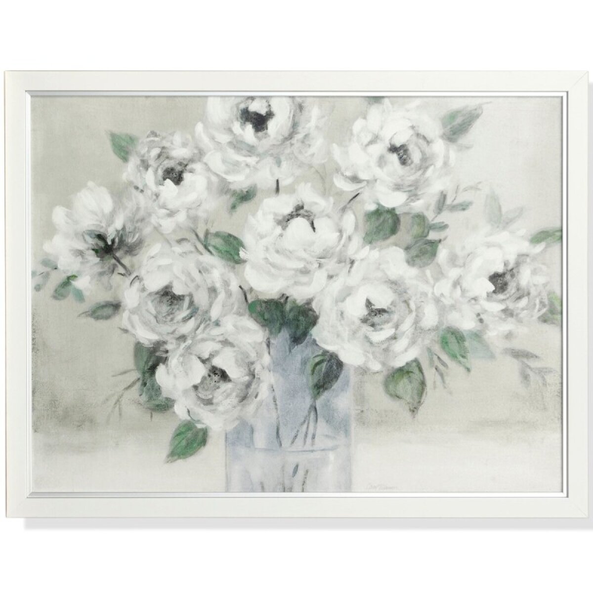 273e0f13fbcd8c54f3c82d84256bd1c8 Tender White Roses Textured Framed Print - Image 1