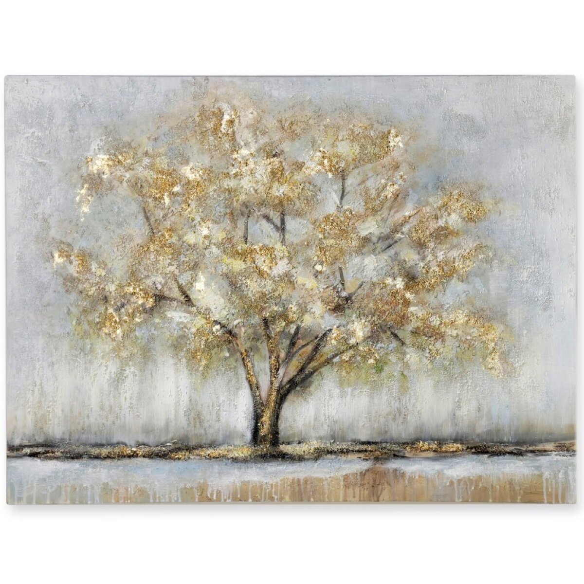 27dc8f45f0d83bfdd4a81341897930de Luster Leafed Heavy Textured Hand Painted Canvas With Gold Foil - Image 1