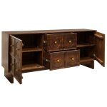 Laporte Credenza Two Door Two Drawer Made Of Solid Mango Wood In Tobacco Brown Finish - Image 3
