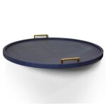Dann Foley Lifestyle Shagreen Tray Navy Faux Leather Shagreen And Gold Metal Handles